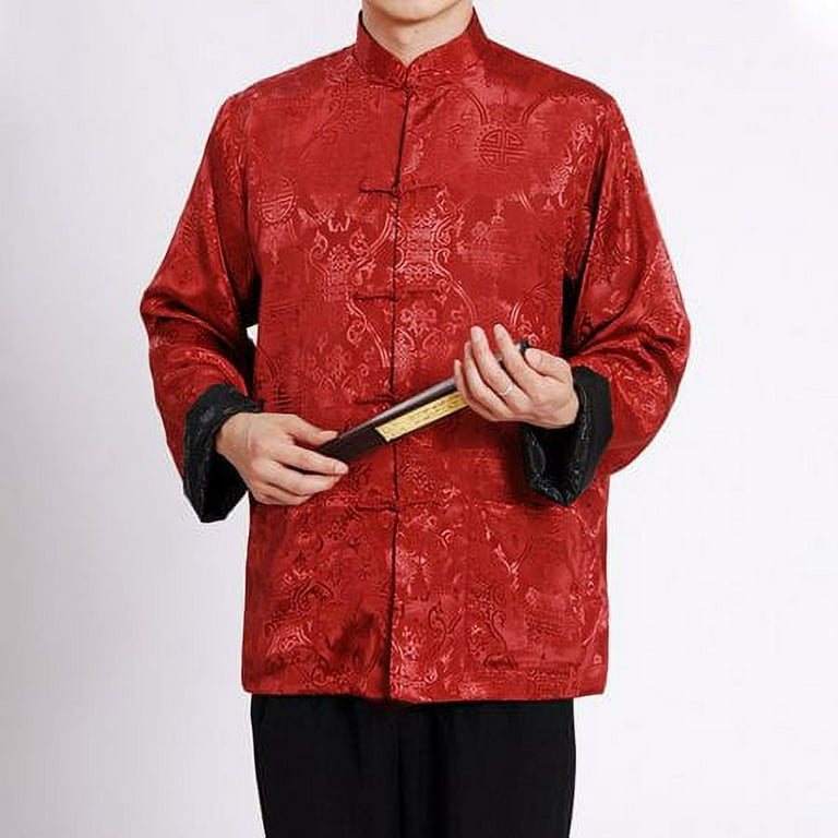 YIWEI Reversible Traditional Chinese Clothes Men Tang Suit Top