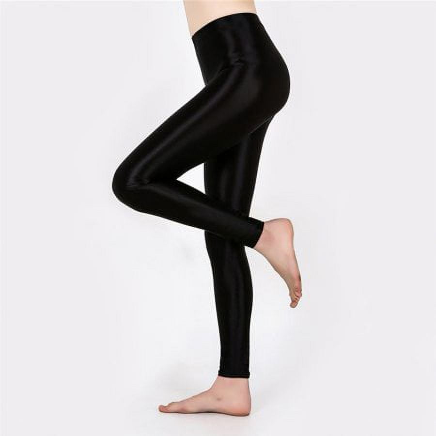  YiZYiF Women's Shiny Satin Glossy High Waist Sport Fitness  Training Yoga Pants Solid Tights Legging Black A Medium : Clothing, Shoes &  Jewelry