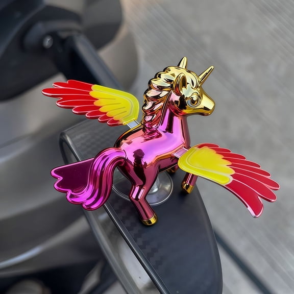 YIWEI Simulation Flying Horse Car Ornament, Waving Wings Wind Motion Decor, Cute Horse