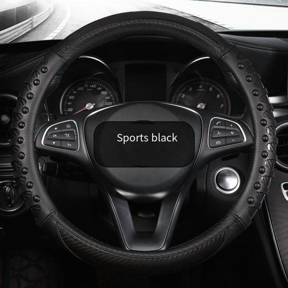 YIWEI Summer 3D Anti-Slip Steering Wheel Cover With Carbon Fiber Pattern, Breathable Rubber Grip for Truck Bus Vehicle, Bumpy Texture for Enhanced Control, 36-50Cm Diameter (Black)