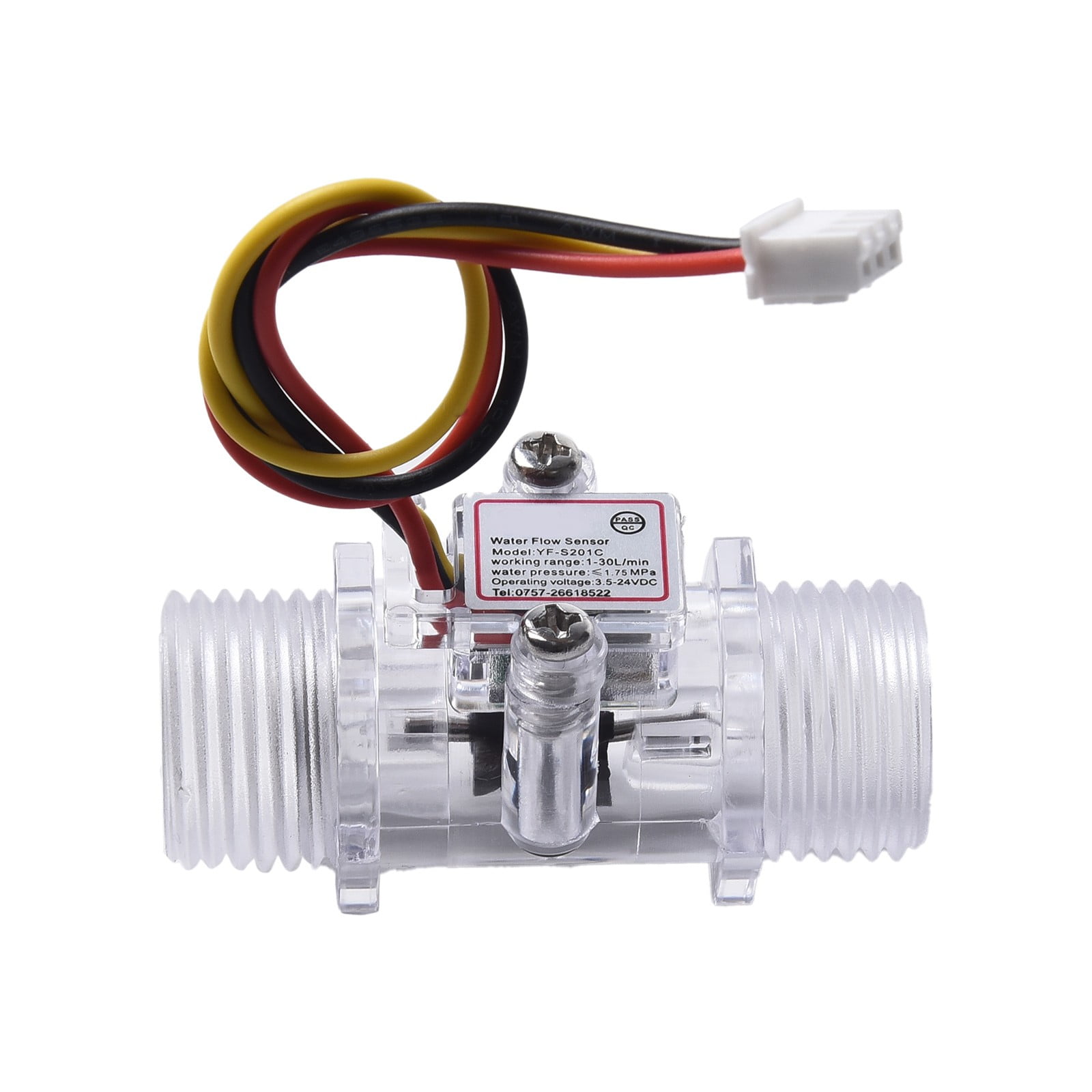 YIWEI Transparent Water Current Sensor G1/2 Tube Turbine Flowmeter Hall