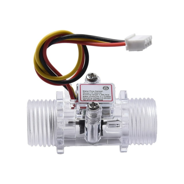 YIWEI Transparent Water Current Sensor G1/2 Tube Turbine Flowmeter Hall