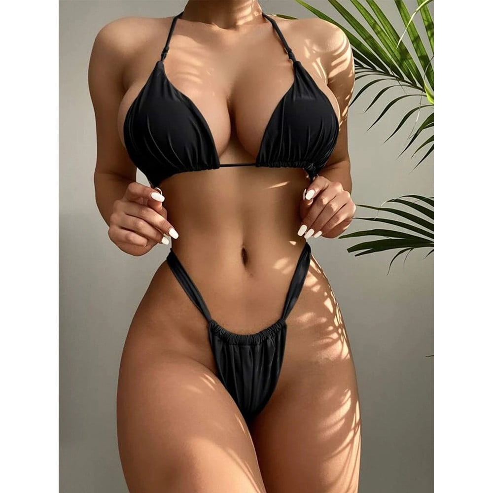 Womens Sexy Two-piece Swimsuit Micro Bikini Bathing Suit Swimwear Underwear  Lace-up Bra G-string Beach Pool Party Honeymoon Gift - AliExpress