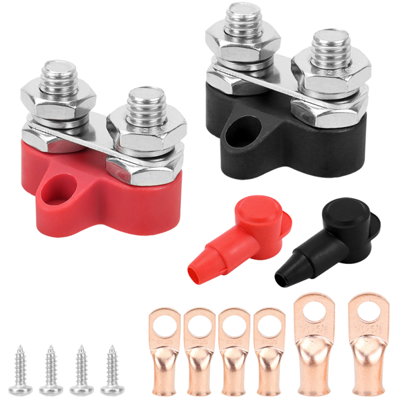 YIWEI for M10 Red Black Dual Stud Terminal Block for Automotive Rv Marine