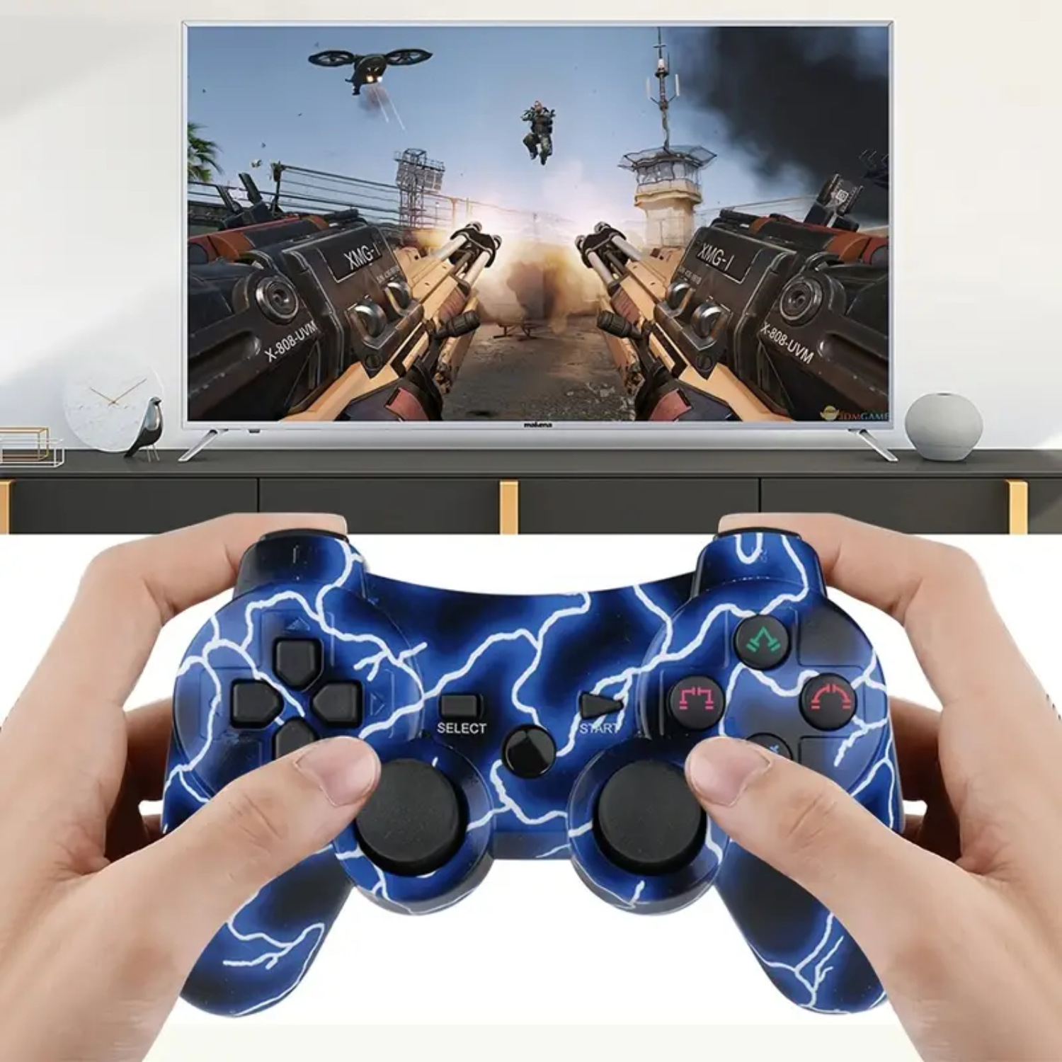 YIWUHOTXIAOHU Ergonomic Wireless PS3 Controller with Built-in Dual Vibration Motors for Enhanced Gaming Experience