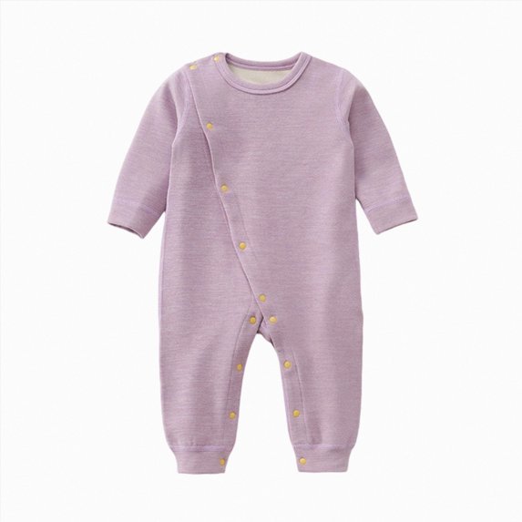 YIWULA Baby Boy Girl Button Front Sleep Play Footed Sleeper Long Sleeve Pyjamas Baby Cotton Up Sleepsuit Baby Footed Pajam(18-24 Months,Purple)