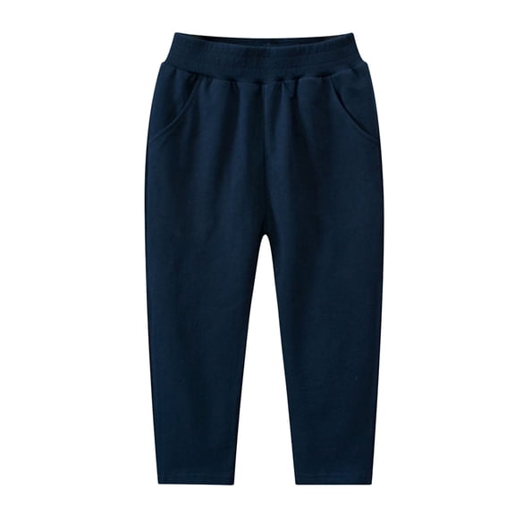 YIWULA Boys Pants Casual Elastic Waist Drawstring Outdoor Joggers Kids Lightweight Athletic Pockets Sweatpant(Dark Blue,S)