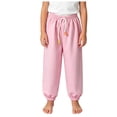 thumbnail image 1 of YIWULA Boys Sweatpants Drawstring High Waist Athletic Workout Pants Kids Solid Color Loose Jogger Pants with Pockets(Pink,90), 1 of 4