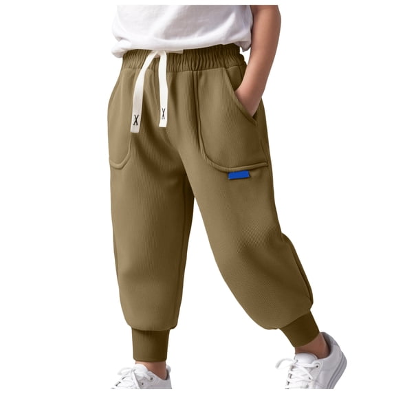 YIWULA Boys Sweatpants with Pockets- Baggy Drawstring Casual Elastic Waist Jogger Pants(Coffee,120)