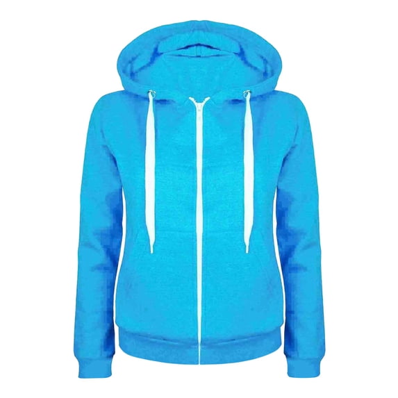 YIWULA Hoodie Womens Fall Long Sleeve Zip Up Hooded Sweatshirts Casual Solid Color Jackets Fashion Tops with Pockets(Sky Blue,XL)