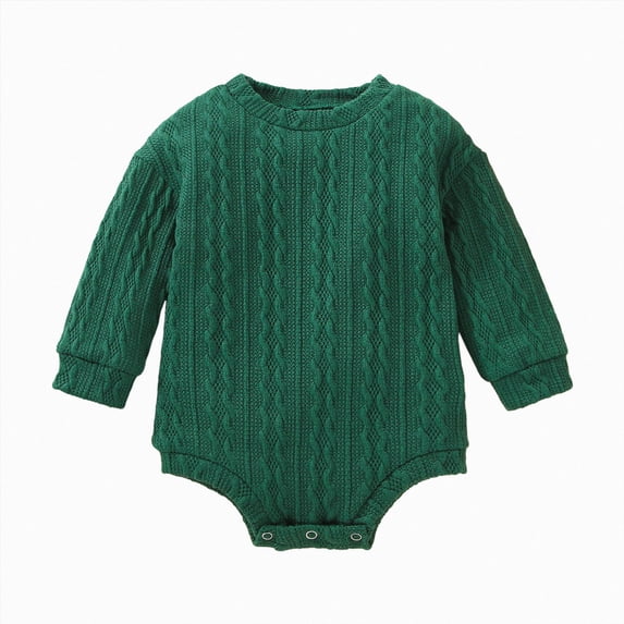 YIWULA Infant Baby Sweater Romper Baby Girl Boy Knitted Sweatshirt Pullover Tops Fall Winter Clothes(0-3 Months,Green)