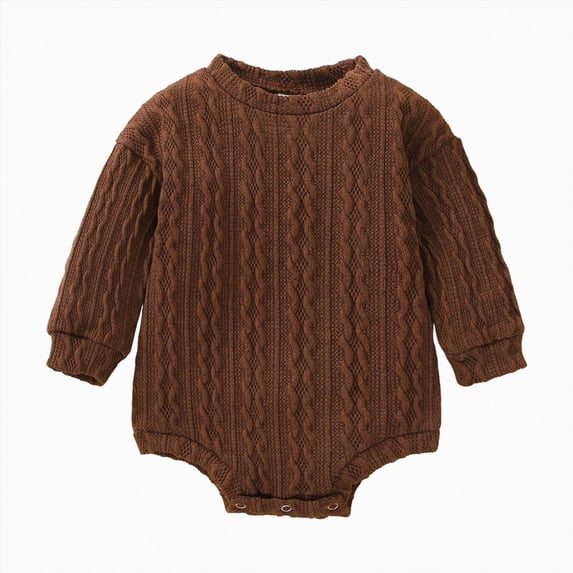 YIWULA Infant Baby Sweater Romper Baby Girl Boy Knitted Sweatshirt Pullover Tops Fall Winter Clothes(9-12 Months,Brown)