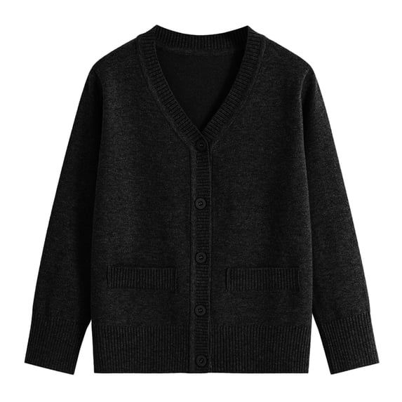 YIWULA Kids' Cardigan Sweater School Uniform Boys' V Neck Button Cardigan Girl Long Sleeve Knit Tops(2-4 Years,Black)