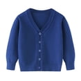 thumbnail image 1 of YIWULA Kids' Cardigan Sweater School Uniform Boys' V Neck Button Cardigan Girl Long Sleeve Knit Tops(7-8 Years,Blue), 1 of 4