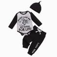thumbnail image 1 of YIWULA Newborn Infant Baby Boy Clothes Letter Print Romper Pants Set Hat 3PC Outfits Set(12-18 Months,Grey), 1 of 9