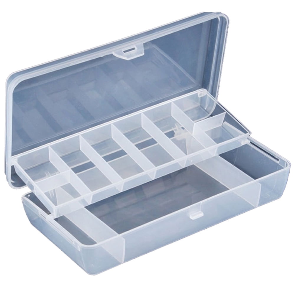 YIWULA Plastic 2 Tray Compartments Fishing Lure Tackle Box Two-Sided  Storage Case