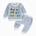 thumbnail image 1 of YIWULA Toddler Baby Boy Fall Winter Clothes Crewneck Sweatshirt Long Sleeve Trucks Shirt and Pants Cute Boys Outfits(2-3 Years,Blue), 1 of 4