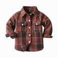 thumbnail image 1 of YIWULA Toddler Boy Girl Fall Flannel Shirt Kid Baby Long Sleeve Button Down Plaid Shirts(7-8 Years,Brick Red), 1 of 5