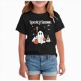 thumbnail image 1 of YIWULA Toddler Girls Thanksgiving Shirts Turkey Pumpkin T Shirt Cotton Short Sleeve Halloween Tops(2-3 Years,Black), 1 of 7