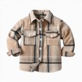 thumbnail image 1 of YIWULA Toddler Long Sleeve Plaid Jacket Baby Boys Girls Button Down Flannel Thick Shirt Fall Winter Coat for Kid(7-8 Years,Khaki), 1 of 5