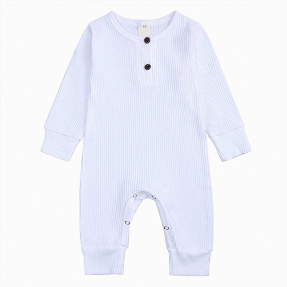 YIWULA Unisex Infant Boy Girl Long Sleeve Romper Cotton Solid Bodysuit Jumpsuit Baby Outfits(18-24 Months,White)