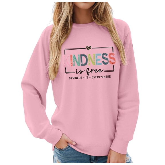 YIWULA Womens Plain Crewneck Sweatshirts Fall Casual Long Sleeve Pullover Cute Tops Loose Lightweight Sweatshirt Fashion Clothes(S,Pink)