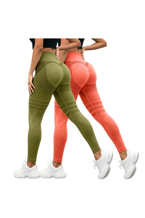 High Waisted Yoga Leggings Plus Size Butt Lifting Compression Pants Workout Running Pants with Pockets(Green,M)