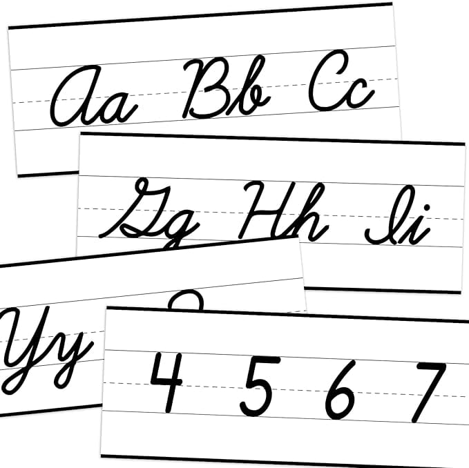YIXAXKAO 12 Pieces Alphabet Line for Classroom Wall Cursive Alphabet ...