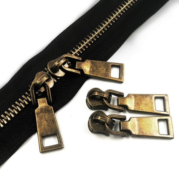 YIXI-SBest #5 Metal Zippers 4 Yards Sewing Zippers Bulk DIY Zipper by The Yard Bulk with 10PCS Slider-Long Zippers for Tailor Sewing Crafts Bag (Anti-Brass Teeth Black Tape)