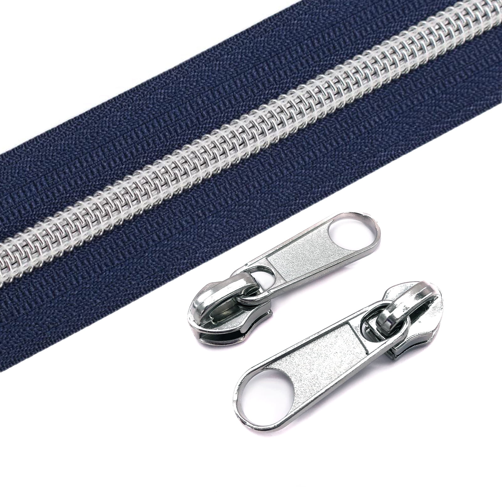 Metal-look Nylon Zippers by the Yard - 3 yards