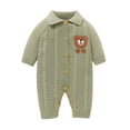 thumbnail image 1 of YIXPOH Newborn Baby Knit Romper Long Sleeve One Piece Bodysuit for Boys Girls Soft Breathable Knitwear 0-1 Months Light Green, 1 of 9