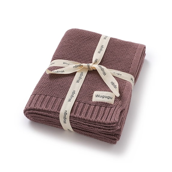 YIXPOH Organic Ribbed Baby Swaddle Blanket - 100% Soft Cotton Knit for Boys Girls Stroller Cuddle Blanket for Newborns Light Coffee