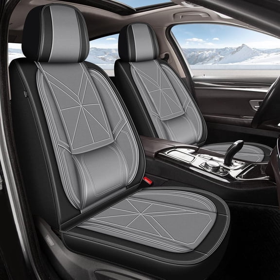 YIXUAN Car Seat Covers Front Seat Fit for Nissan Juke 2011-2017 5 Seat Waterproof Faux Leather Cushions Cover (Black&Grey)