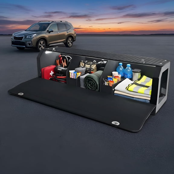 YIXUAN Car Trunk Storage w/ Light for Subaru Forester 2019-2025  Waterproof SUV Trunk w/ Lid  Powered by 4 AA (Batteries Not Included)