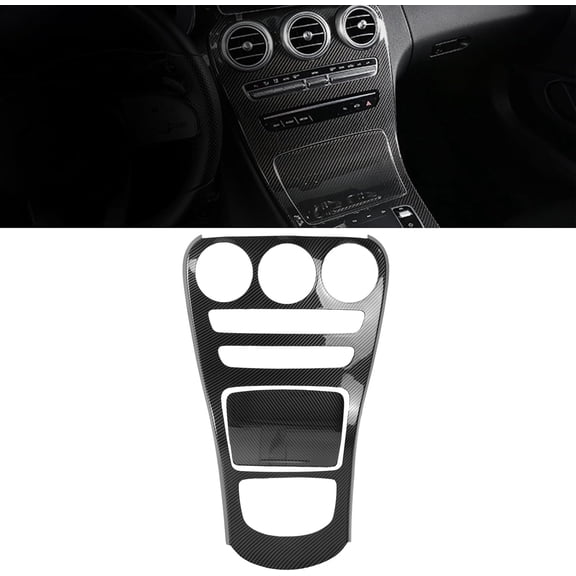 YIXUAN Center Console Gear Shift Panel Frame Cover Carbon Fiber For Mercedes C Class W205 2019-2021, GLC X253 2019-2022 (Without Clock)