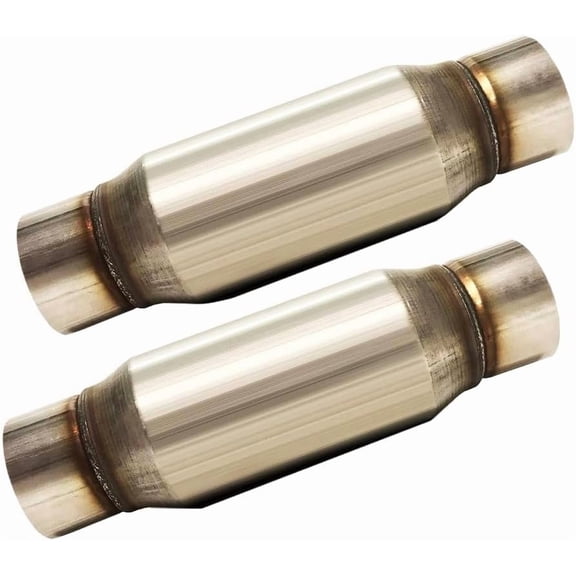 YIXUAN Pair of 3" Straight Universal Glasspack Resonator Mufflers, 3" ID/OD x 17" Long, Direct-Fit Replacement
