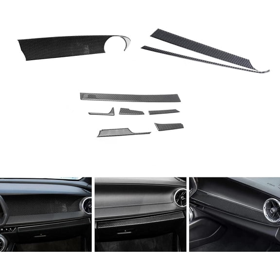 YIXUAN Real Carbon Fiber Interior Center Console Dashboard Upper/Lower Stripe Panel Kit For Chevy Camaro 2016-2024