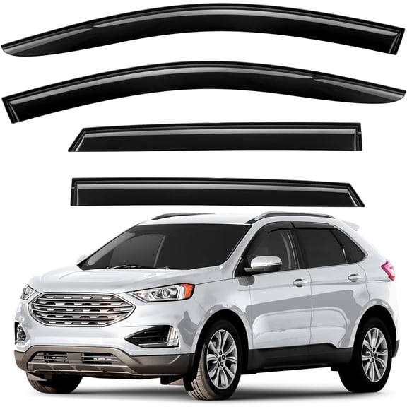 YIXUAN Smoke Tinted Tape-On Window Deflectors  Compatible with Ford Edge 2015-2025  Side Window Vent Visor Rain Guards, 4 Pieces  GW0709