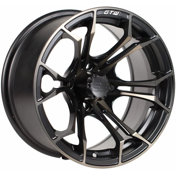 YIXUAN Spyder 14 Inch Aluminum Golf Cart Wheel 14x7, 4-4 Bolt, 3:4 Offset Bronze/Matte Black