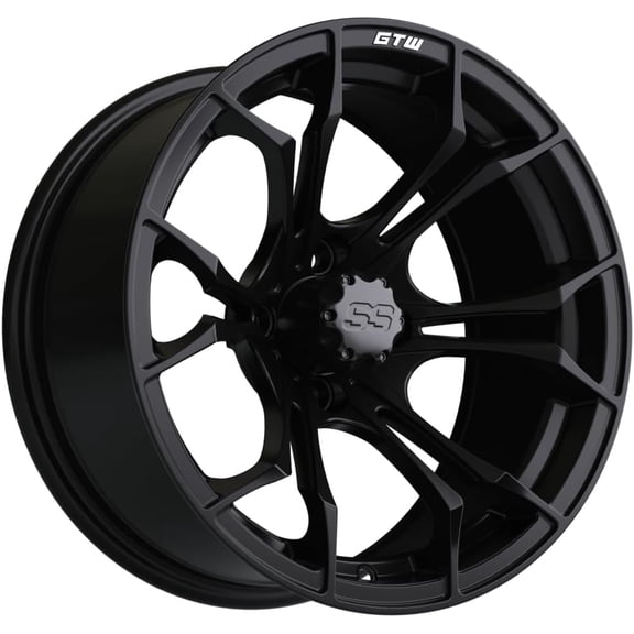 YIXUAN Spyder 15 Inch Aluminum Golf Cart Wheel 15x7, 4-4 Bolt, 3:4 Offset Matte Black