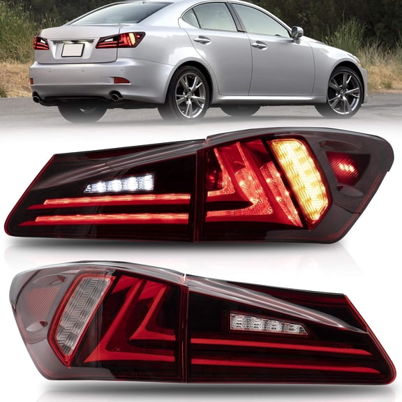 YIXUAN Tail Lights for 2006-2012 Lexus IS250/IS350/IS220d & 2008-2015 ISF Plug-and-play, Red