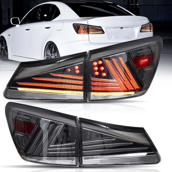 YIXUAN Tail Lights for 2006-2012 Lexus IS250/IS350/IS220d & 2008-2015 ISF Startup Animation, Smoked