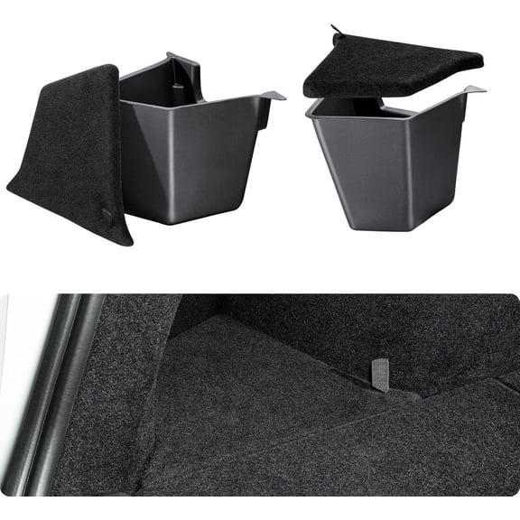 YIXUAN Tesla Model Y Trunk Storage Bins 2025-2026 Rear Side Box with Carpeted Lid for 5-Seats Juniper Interior Accessories