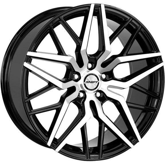 YIXUAN WHEELS Spring Custom Wheel  20x8.5, 35 Offset, 5x114.3 Bolt Pattern, 73.1mm Hub  Gloss Black with Machined Face Rim