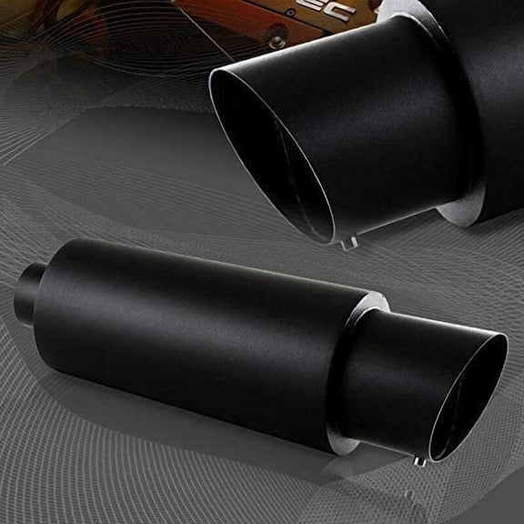 YIXUAN Weld-On Universal Muffler, JDM 4" Slant N1 Tip, Black Stainless Steel Racing Exhaust Muffler, 2.5" Inlet, Includes Silencer