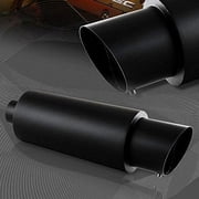 YIXUAN Weld-On Universal Muffler, JDM 4" Slant N1 Tip, Black Stainless Steel Racing Exhaust Muffler, 2.5" Inlet, Includes Silencer