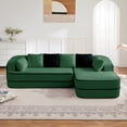 thumbnail image 1 of YIYADO 106 Inch Teddy Cloth Assembly-Free 32D Boneless Sofa, Contrast Color Design, Fluffy and Comfortable Sofa with L Shape Recliner, Living Room, Green, 1 of 5