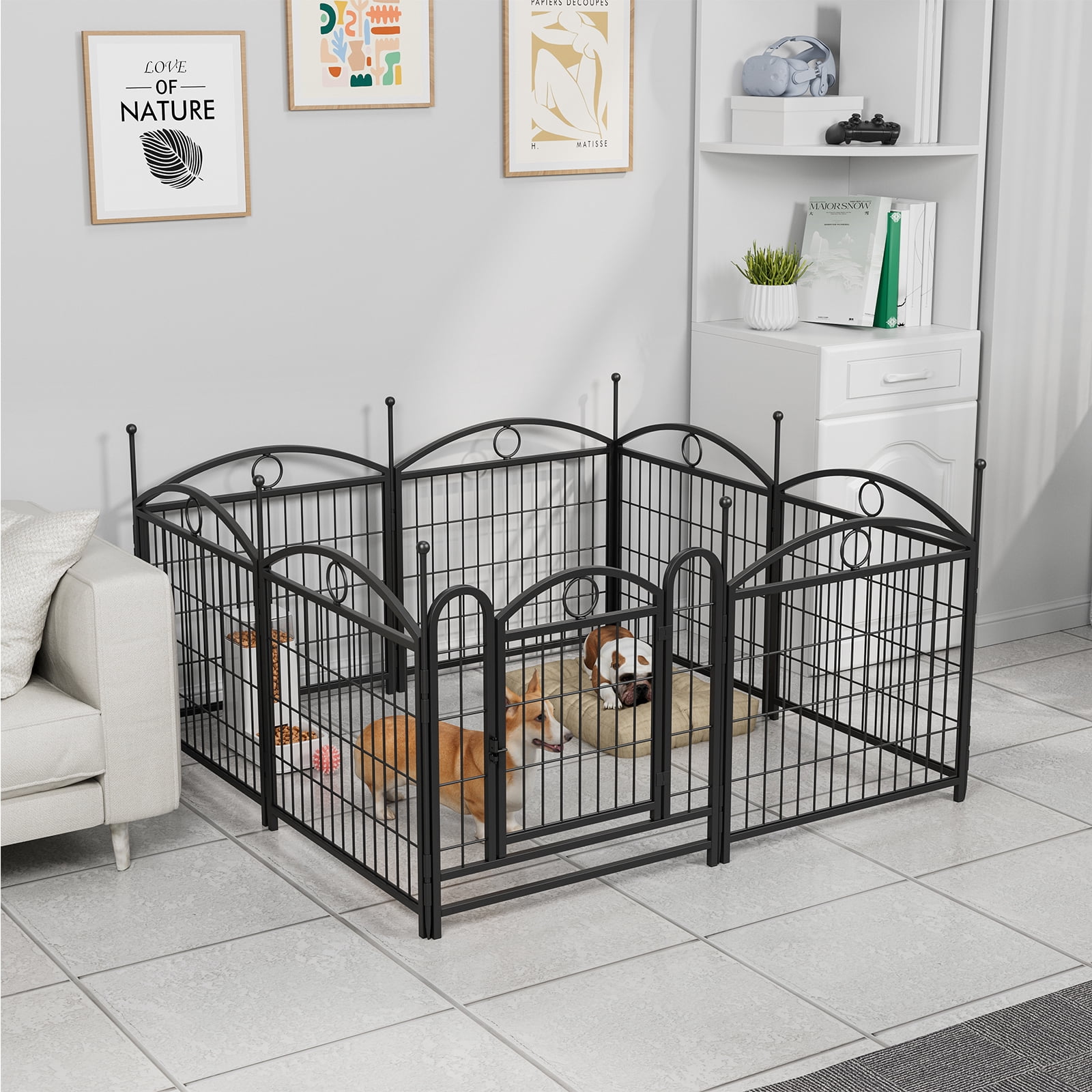 YIYADO 24" 8-Panel Metal Dog Playpen with Door, Foldable Heavy Duty Dog Fence Exercise Pen for Large Medium Small Dogs, Indoor Outdoor Pet Playpen for Yard, RV, Camping