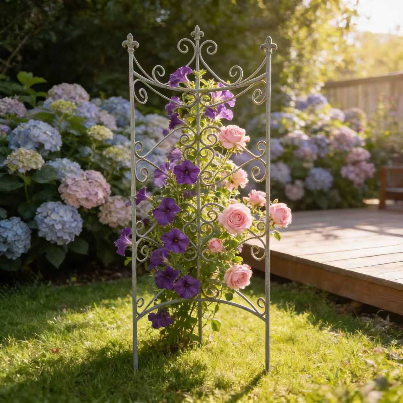 YIYADO 25.6"×67.72" Iron Garden Fence, Vintage Green Rustic Style Decorative Fence Panels, Outdoor Yard Landscape Pathway Border, Animal Barrier for Flowers & Plants, Climbing Trellis