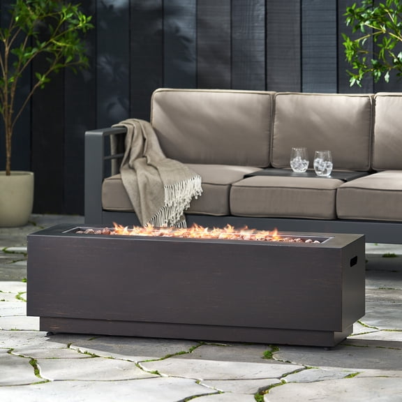 YIYADO 40" Outdoor Propane Gas Fire Pit Table 50000 BTU Iron Rectangular Fire Pit for Outdoor Patio, Dark Gray